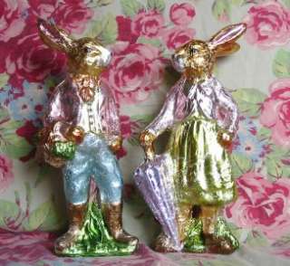 Foil Easter Large Bunny Rabbit Couple Gorgeous 12.5 inches  