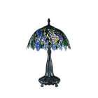   631 Blue/Green Wisteria Table Lamp, Antique Bronze and Art Glass Shade