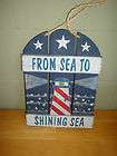 New Wooden wall deco lighthouse red white blue stars