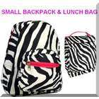 Moda 1 Zebra Backpack Matching Lunch Bag Set Small