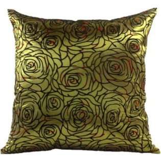   Green Rose 18x18 Silk Sofa Throw Decorative Pillow Cover 