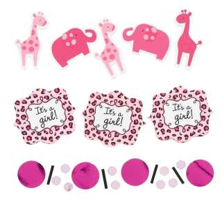   Pink Girl Baby Shower Confetti elephant giraffe 013051360177  