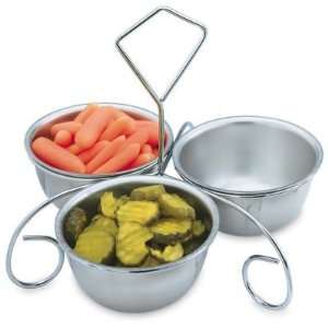  Stainless Salad Server 3 Fixed Bowls, 12 oz. each Kitchen 