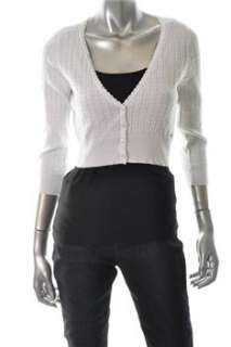 Guess NEW Juniors White Cardigan Textured Sweater Crop L  