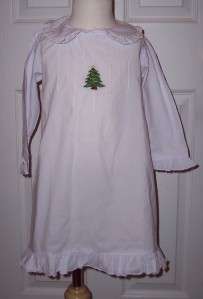 Christmas Tree Pjs Pajamas White Girls Lightweight Cotton Holiday Xmas 