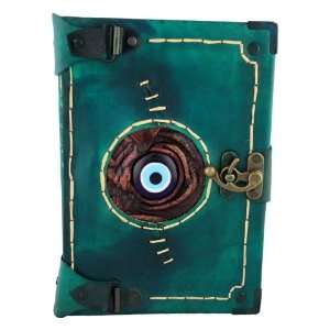  Good Luck Charm on a Green Handmade Leather Bound Journal 
