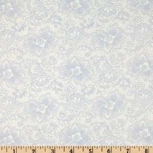  45 Wide Basic Beauties Floral Blue/White Fabric By The 