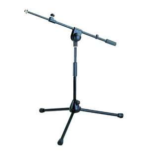   stand featuring cast alloy tripod base and telescopic boom short mic