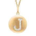   Disc Initial Pendant 1/2 inch wide with 18 inch Necklace 0.10 cts