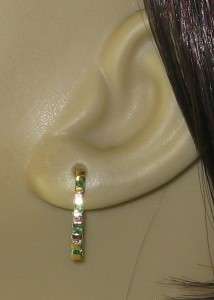   14k Yellow Gold .33ctw Emerald & G VS Diamond Huggie Earrings  