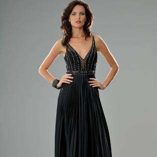  Dress. Womens Long Evening Gown. Beaded Prom Dress. Black Cocktail 