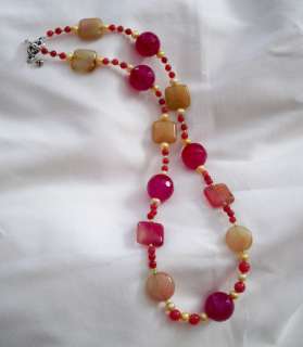 Ann Alden Necklace Cherry Quartz, Fancy Jasper & Pearls  