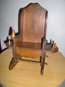 Sewing Caddy All Wood Rocking Chair & Thread Holder  