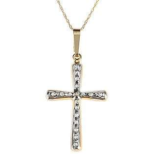   Cross Pendant with 18  Diamond Fascination Jewelry Gold Jewelry