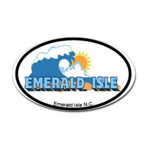  Emerald Isle NC   Waves Design Sticker Oval Outer banks 