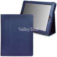 iPad 2 Smart Cover PU Leather Case + Screen Protector + Stylus   BLUE 