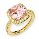 goldia Gold plated Sterling Silver Rose cut Pink CZ Square Ring Size 8