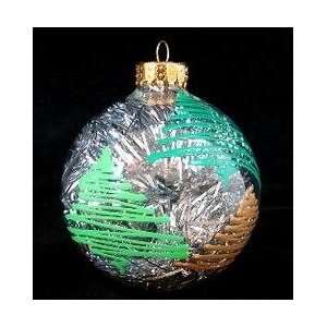Holiday Forest Design   Hand Painted   Heavy Glass Ornament   3.25 