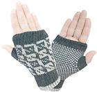   Girls Knit Arm Warmers Lined Winter Fingerless Gloves Beige Gray