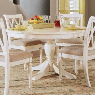 Dining Table Rounded Corners in Antique White Warm Cherry Top  