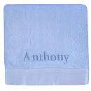 NoJo Light Blue Velboa Blanket with Satin Border and Embroidered 