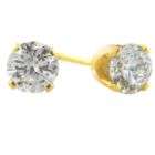    14K Yellow Gold Trillion Cut Ruby & Diamond Stud Earrings
