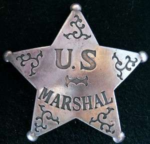 US Marshal antique western silver lawman star badge #BW21  