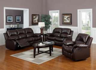   Brown Bonded Leather Sofa Loveseat Chair Recliner Living Room  