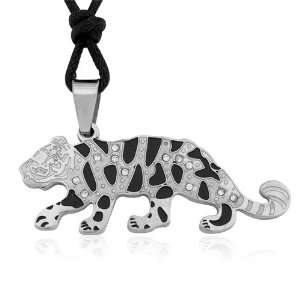 Ziovani 2 Tone Tiger Chinese Zodiac Sign w/ CZ Stainless Steel Pendant 
