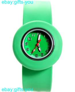   Silver Watchcase Silicone Green Band SNAP Children Watch FW731A  