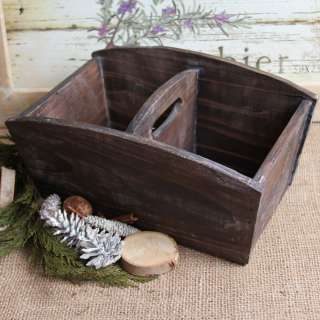 Shabby Cottage Chic Wood Silverware Caddy  