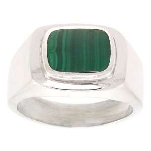  Gents Sterling Silver Malachite Ring size 11 Jewelry