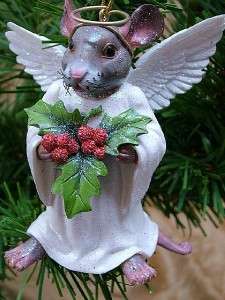 New Angel Mouse Halo Holly Christmas Tree Ornament  