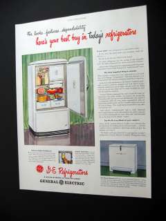 1946 G E GE Deluxe Refrigerator print Ad  