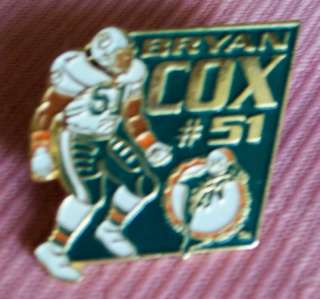 Miami Dolphins Bryan Cox #51 Chevron 1995 NFLP pin  