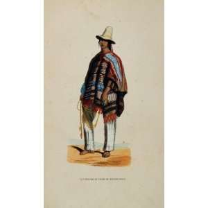  1843 Print Costume Man Gaucho Cowboy Argentina Poncho 