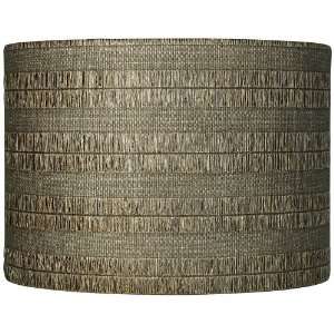  Woven Stripe Faux Leather Drum Lamp Shade 14x14x10