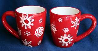 Home White Snowflakes Red Coffee Mugs Christmas CUTE  