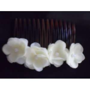  White and Iridescent Pink Flower Hair Combs Beauty