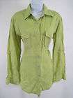 TASHA POLIZZI Green Linen Button Down Shirt Top Sz S