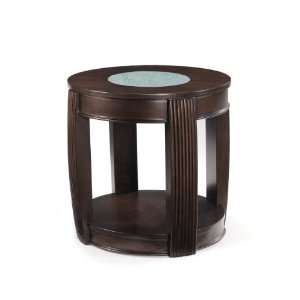   Ino Burnt Umber Finish Wood and Glass Oval End Table