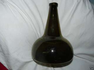 Very Old Green Onion Bottle w/ Bubbles and Pontel  