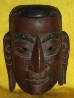   Old Antique Tibetan Folk Ritual Carved Painted Wooden Mask