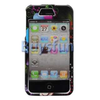Flower Black Hard Case Cover For Apple iPhone 4 4G 4S  