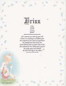 Precious Moments Print Personalized Name Meaning Poem  