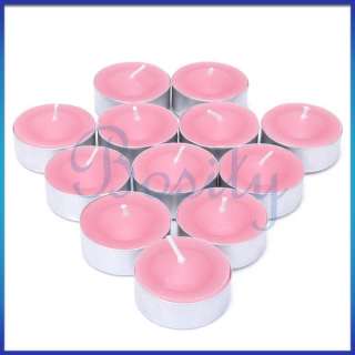 12pcs Rose Scented Round Pillar Tea Light Candles Tealights Pink 