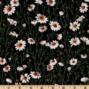  44 Wide Fabri Quilt Naturescapes Daisys Black Fabric By 