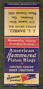 AMERICAN HAMMERED PISTON RINGS   VINTAGE MATCHCOVER  