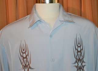   SLEEVE GRAY EMBROIDERED BUTTON DOWN POLYESTER SHIRT MENS XL  