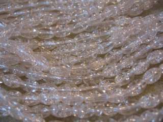 4X6.5MM CRYSTAL CRACKLE GLASS OVAL BEADS (60)  
